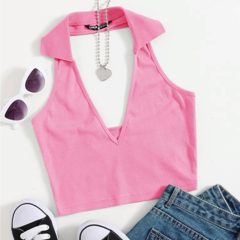 Perfect Condition, pink and white crop tops SHEIN, size S, fits like a MEDIUM